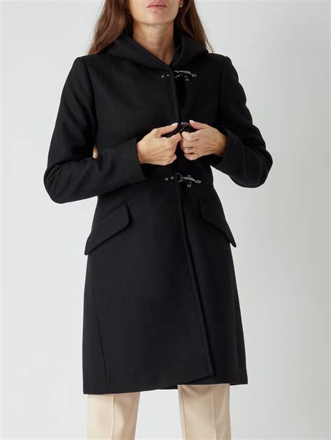 Cappotto in misto lana con pelle in Nero 